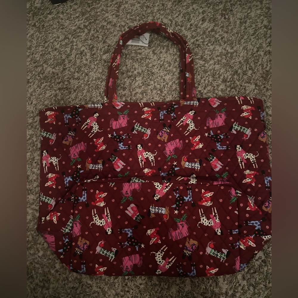 Brand New Vera Bradley Stylish Red Dog Patterned Tote Bag